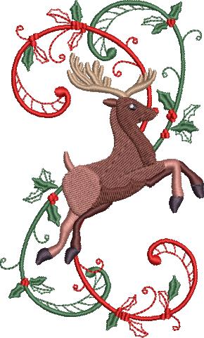 Creative Christmas deer embroidery design