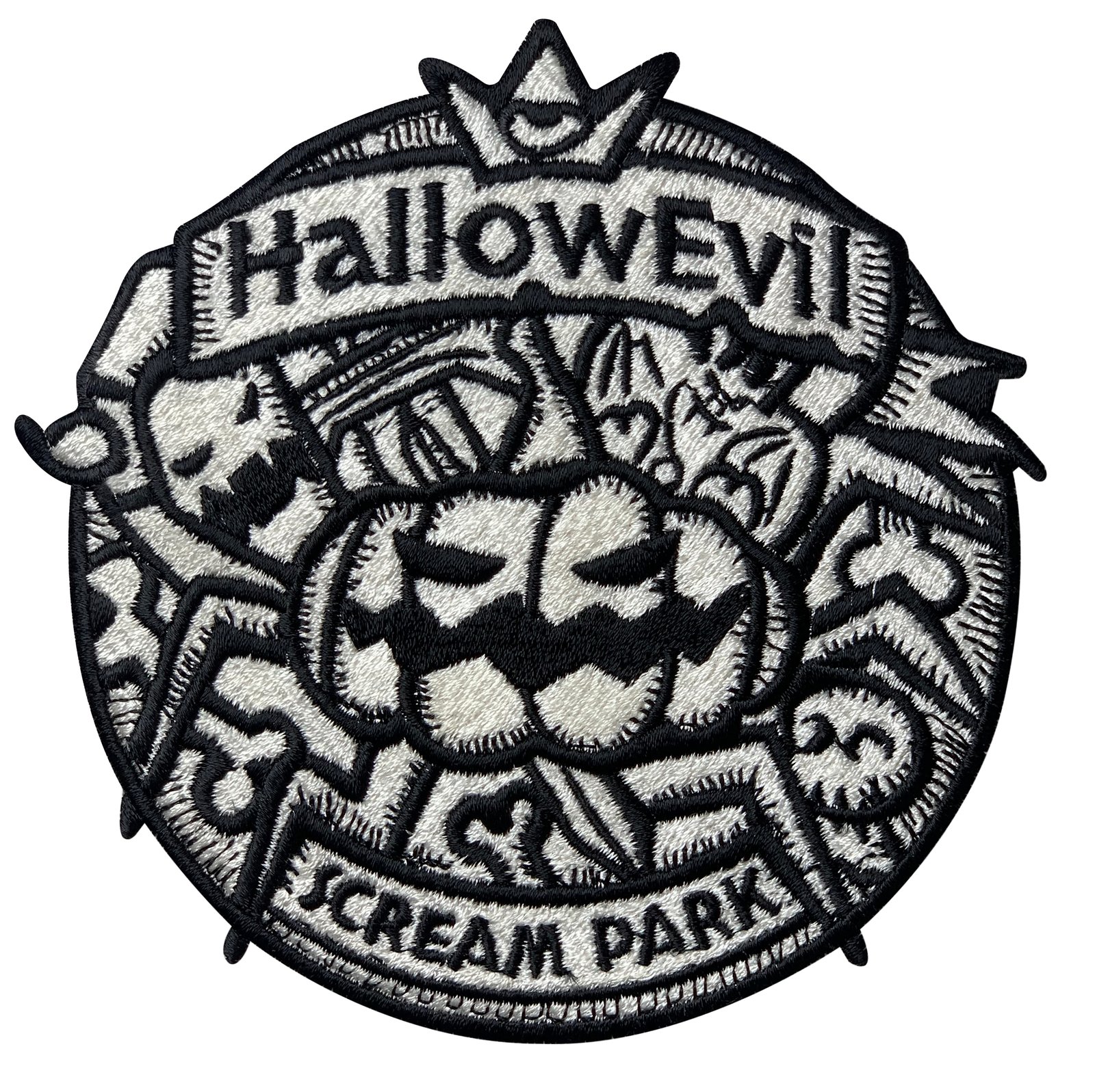 Halloween black and white embroidery patch